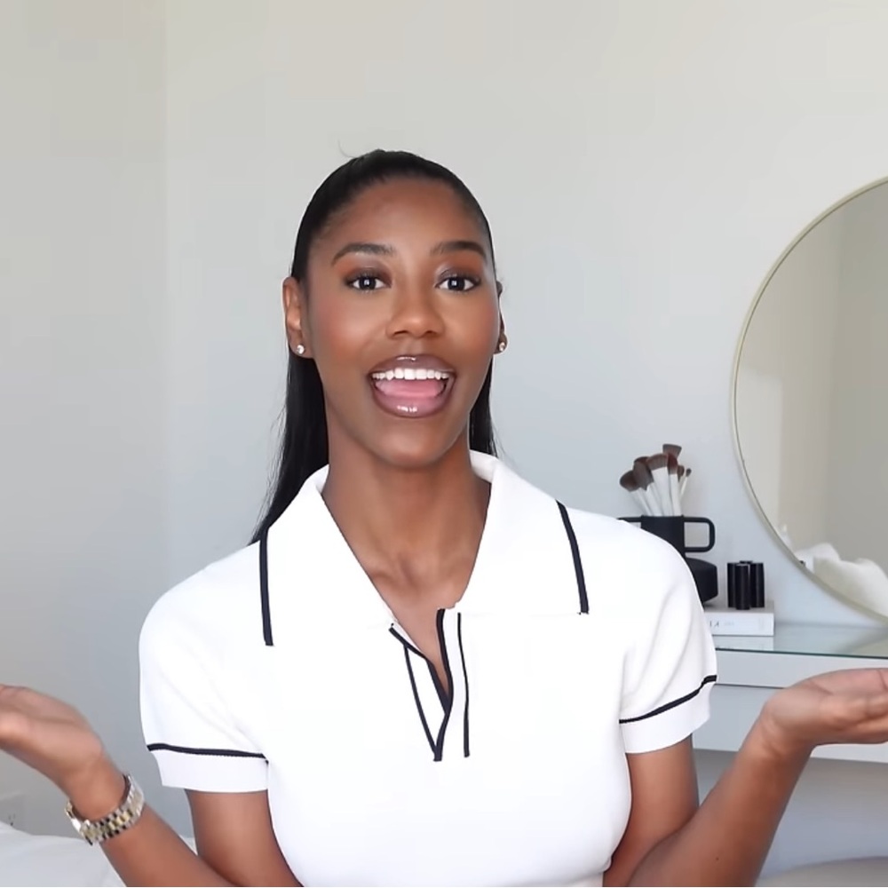 Fashion Nova White and Black Fitted Crop Polo Shirt